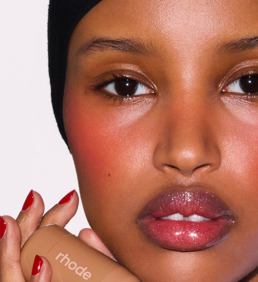 model with pocket blush candy apple