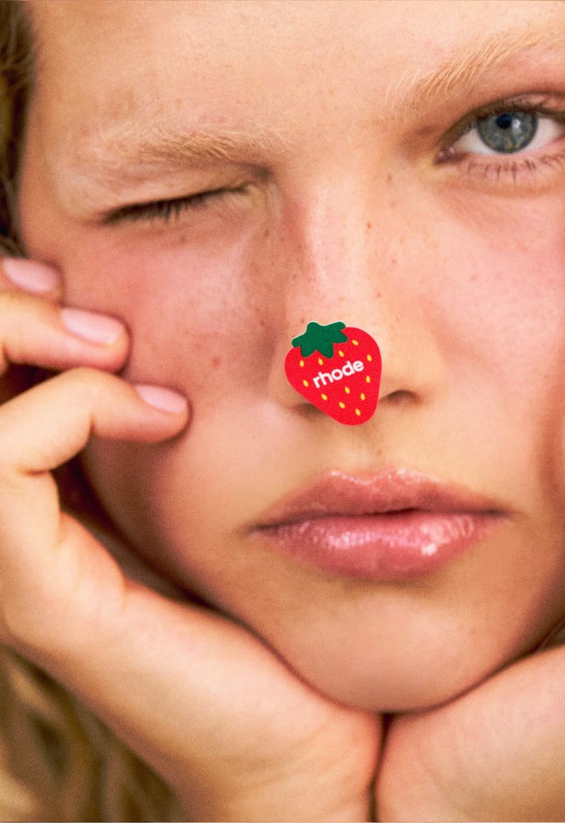 anna with rhode strawberry sticker